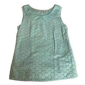 Boden Mint Eyelet Peter Pan Collared Sleeveless Top, Size 4